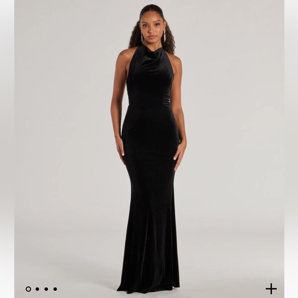 Black Velvet Halter Maxi Dress